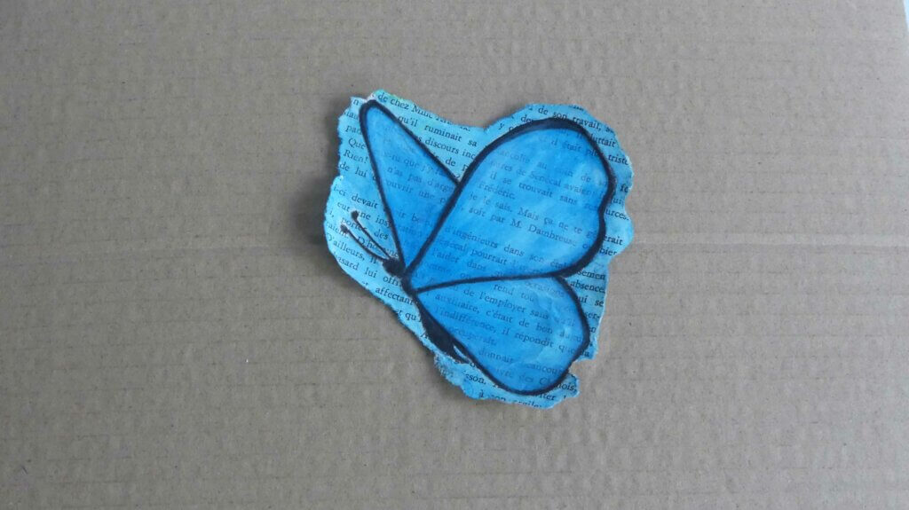 art journal withmo_dessin papillon bleu