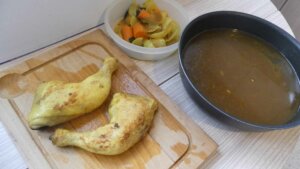 soupe au poulet vermicelles_retrait poulet et filtrage bouillon