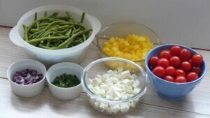 salade haricots verts a la grecque Withmo_les ingrédients préparés
