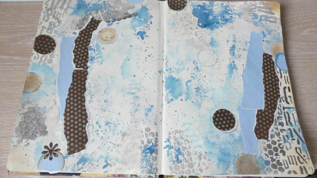 Art journal Withmo_page portraits guatemalteques_collages papiers