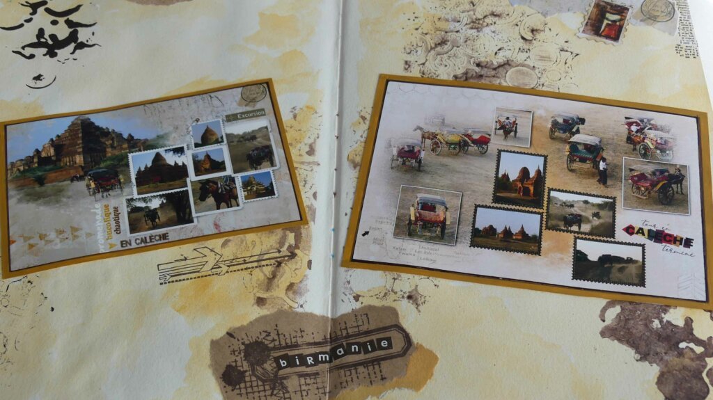 Art journal withmo_promenade en calèche Birmanie_collage photos