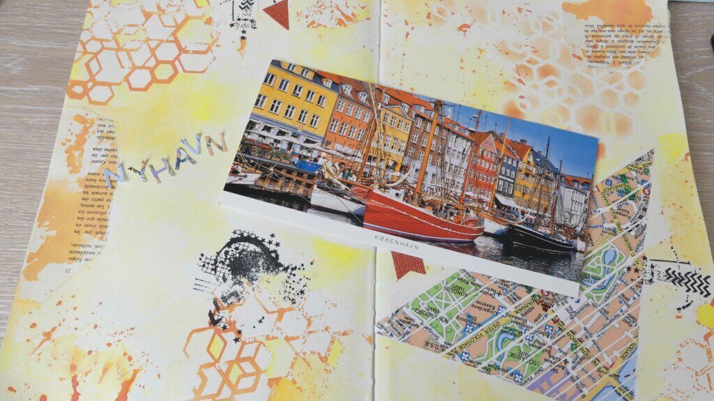 Art journal withmo_page Nyhavn collages et tamponnages1