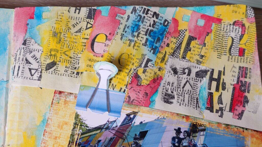 Art journal Withmo_Quartier La boca Argentine_Collage nouveau nouveau papier fond