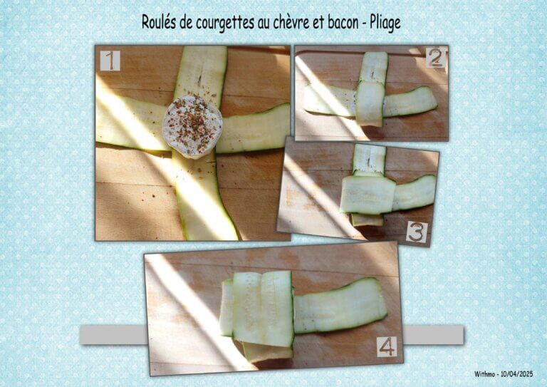 roulés de courgette au chèvre et au bacon_explications pliage
